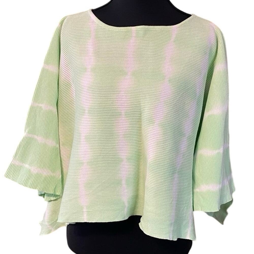 Fate Green White Women's crop Top oversized open sides 100% cotton medium